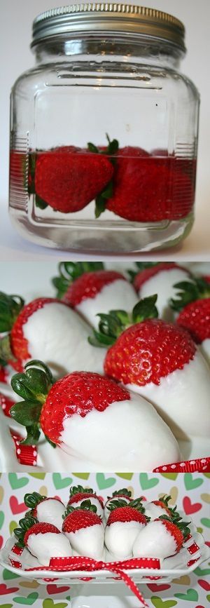 Soak strawberries in whipped cream flavored vodka for 24 hours then dip in melte