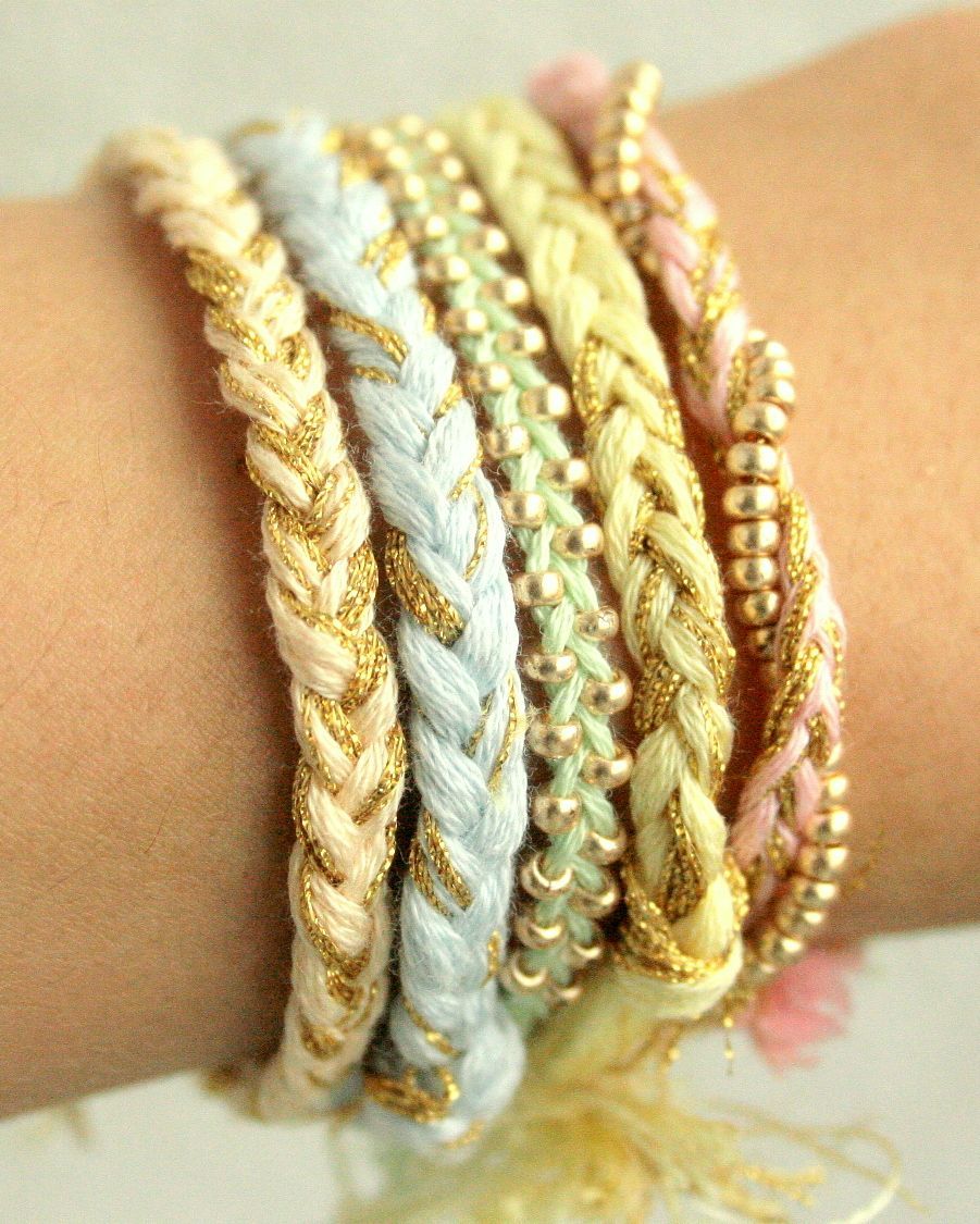 braided bracelets.