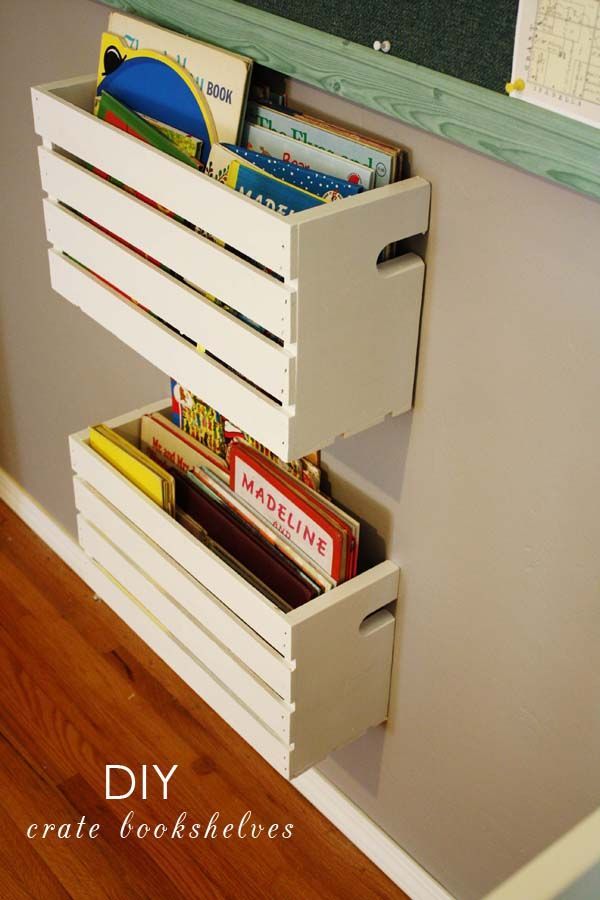 how to turn crates into bookshelves