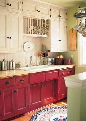 red/white cabinets