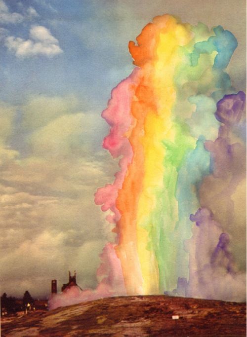 watercolor rainbow clouds