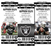 8 NFL Oakland Raiders Football Birthday Party Ticket Invitations