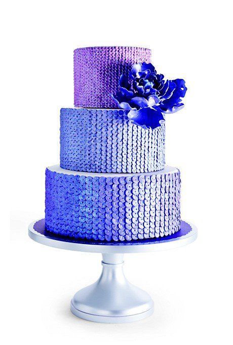 A very unique "Something Blue". Sequin wedding cake!