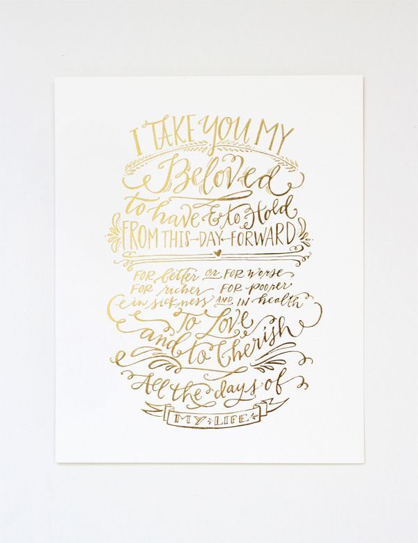 Big Cartel: Southern Weddings: GOLD VOWS Print. Snagged this foil print and can&