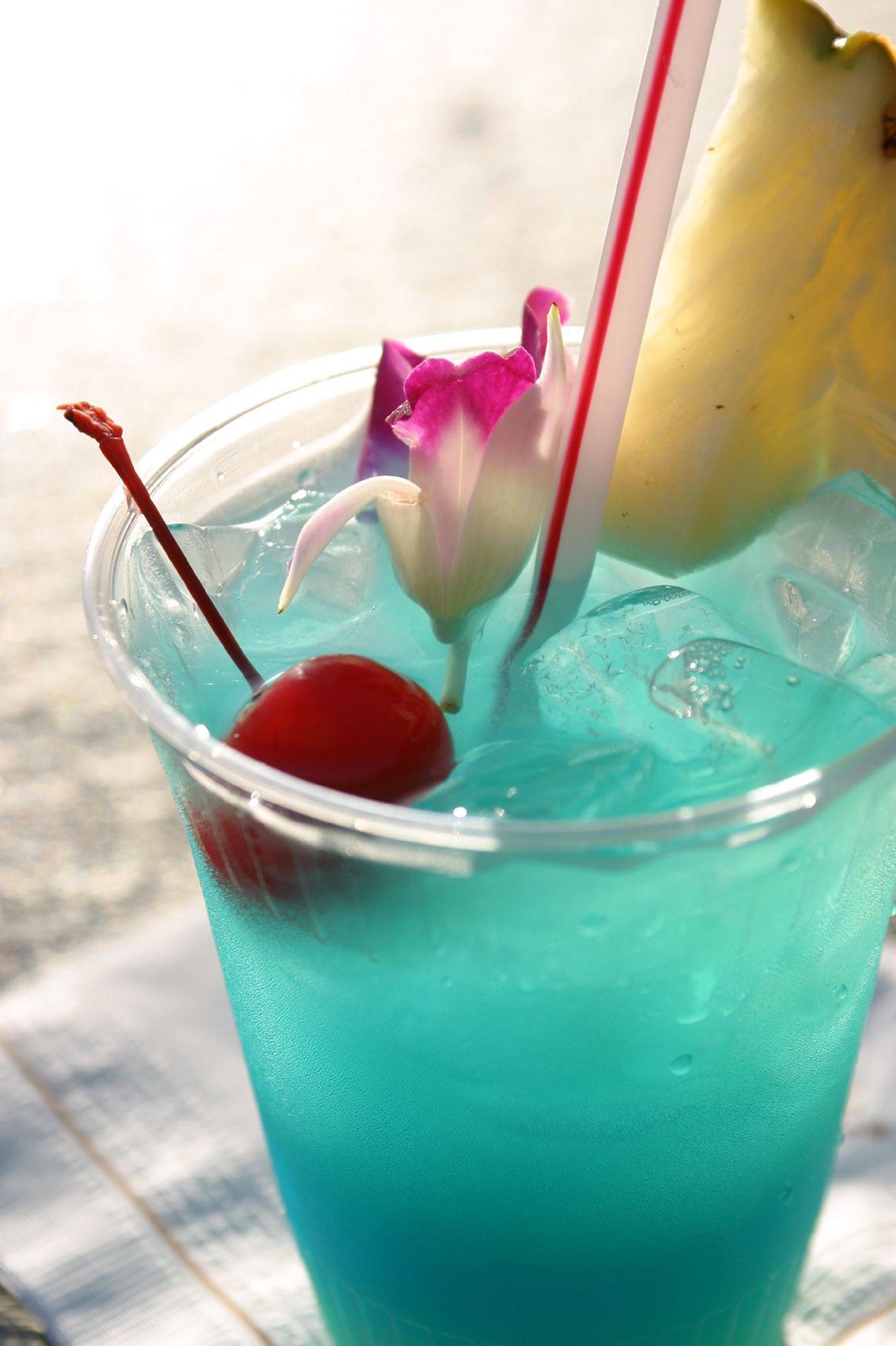 Blue Hawaiian; Malibu Coconut Rum, Blue Curacao, Pineapple Juice
