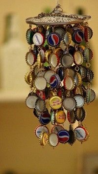 Bottle cap Windchime – I collect bottle caps and am always in the need of cool c