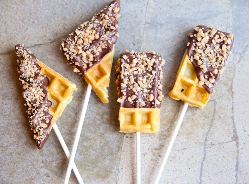 Chocolate Toffee Waffles On-A-Stick