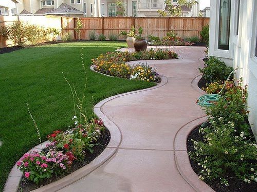 Concrete Walkway Small Backyard Landscaping Design