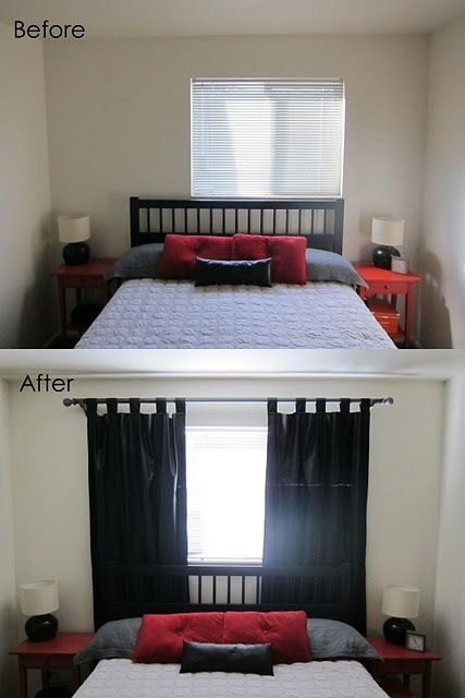 Disguise an off-center window with draperies!