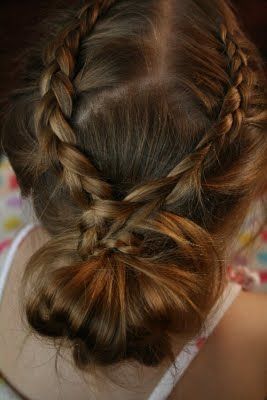 Double braids and a messy bun. just my style :)