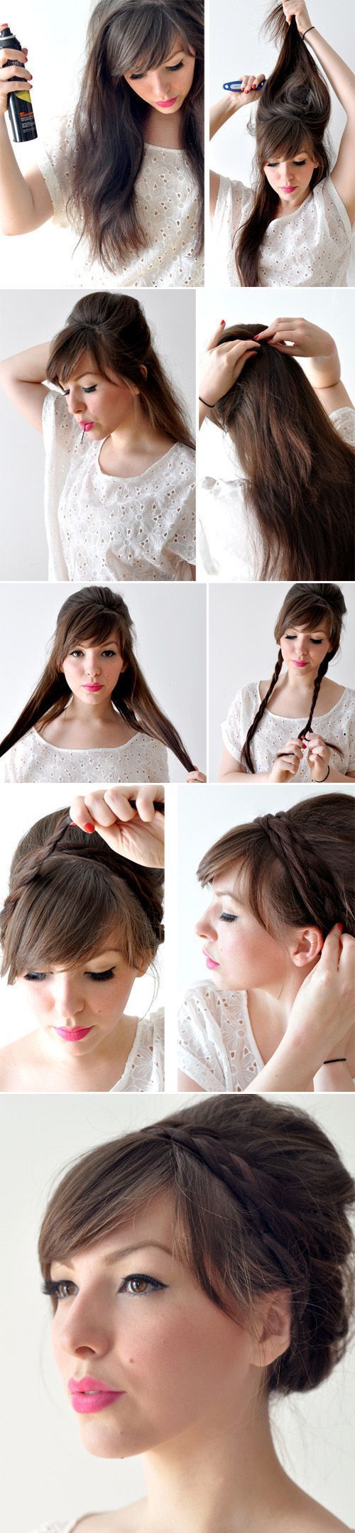 Easy long hair up-do<–@Kathleen Britsch I saw this and thought of you.  I do