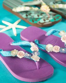 Give your flip-flops a one-of-a-kind look by decorating them with trim and embel