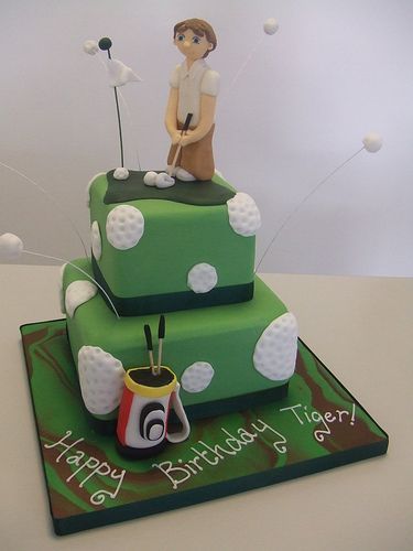 Golf birthday cake –  minus the guy on top