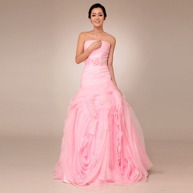 New arrival Strapless Organza bridal gown