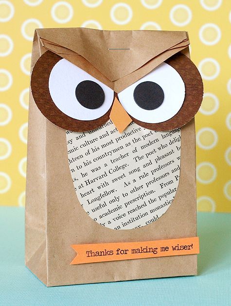 Owl Bag ~ Would make a cute classroom welcome gift.