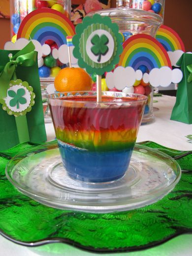 Rainbow jello at a St. Patrick's Day Party #stpatricksday #partyjello