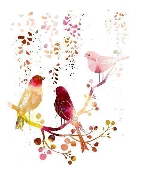Softly hued, sweet, tranquil watercolor birds. #art #painting #birds #watercolor