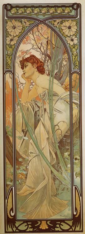 The Times Of Day, Evening Contemplation by Alphonse Mucha