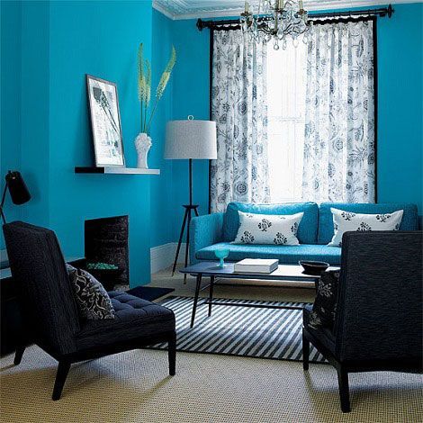 Turquoise-wall-Modern-LivingRoom-Decor