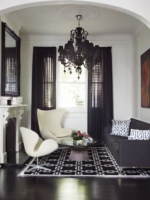 black and white decor, living room, salon, salles de séjour
