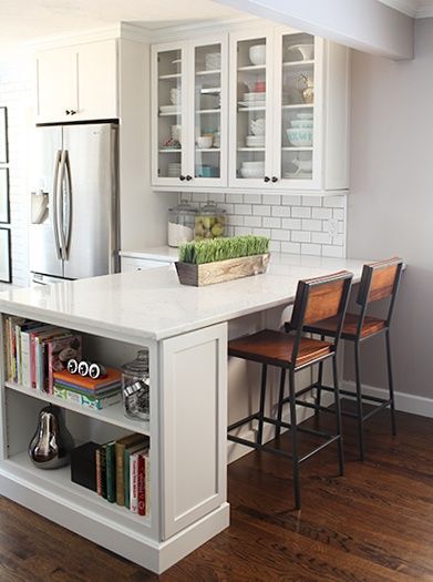 kitchen island with shelves for cookbooks!. I would love to eventually do this t