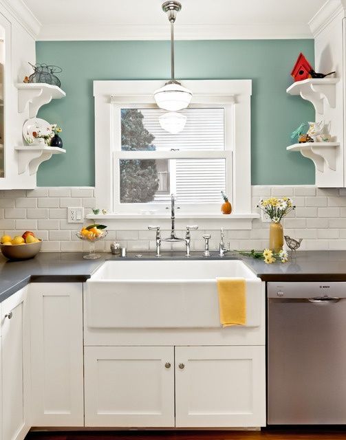 love color combo:   turquoise, red, yellow kitchen