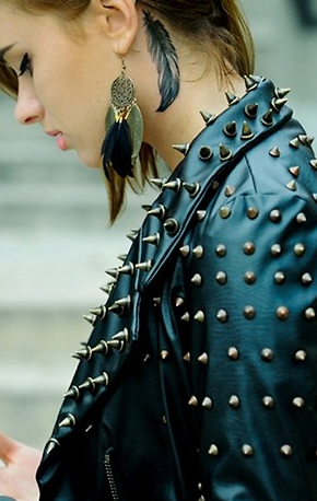 love this jacket, tattoo and ear-ring