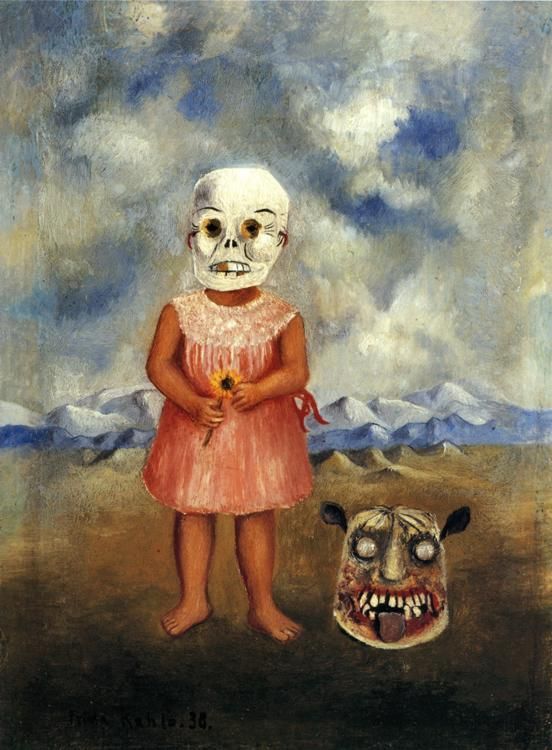 painting by Frida Kahlo. "Girl with Death Mask." 1938
