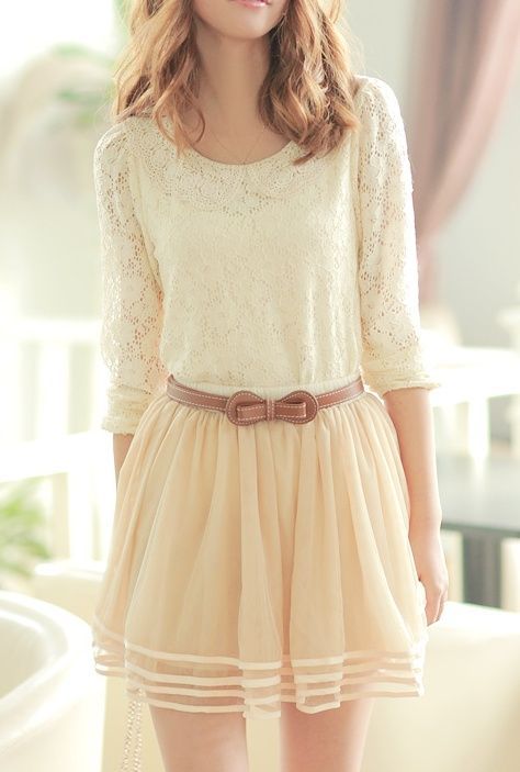 pretty cream skirt and blouse