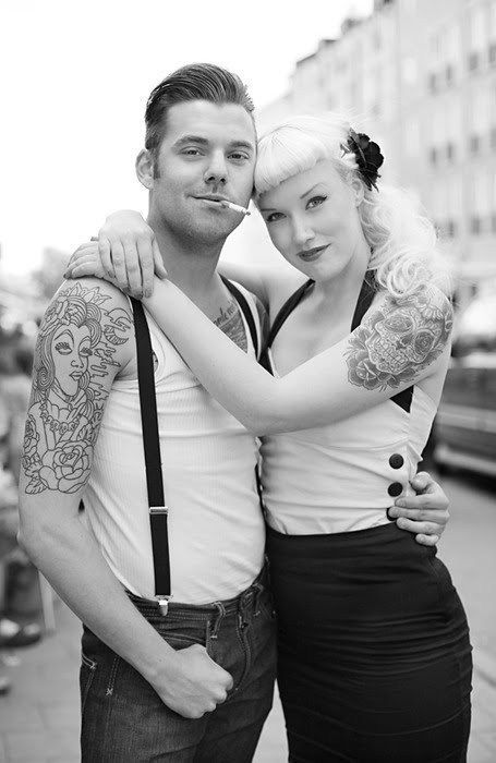 #rockabilly #vintage #couple #tattoos
