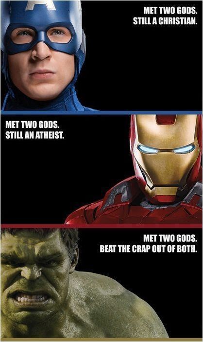 Avengers reactions to meeting God.