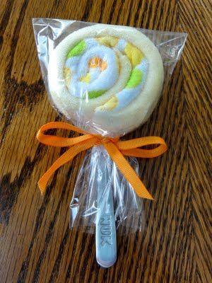 Baby Spoon + Two Washcloths = Lollipop! Love this!
