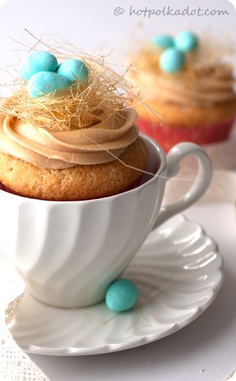 Caramel Bird Nest Cupcakes