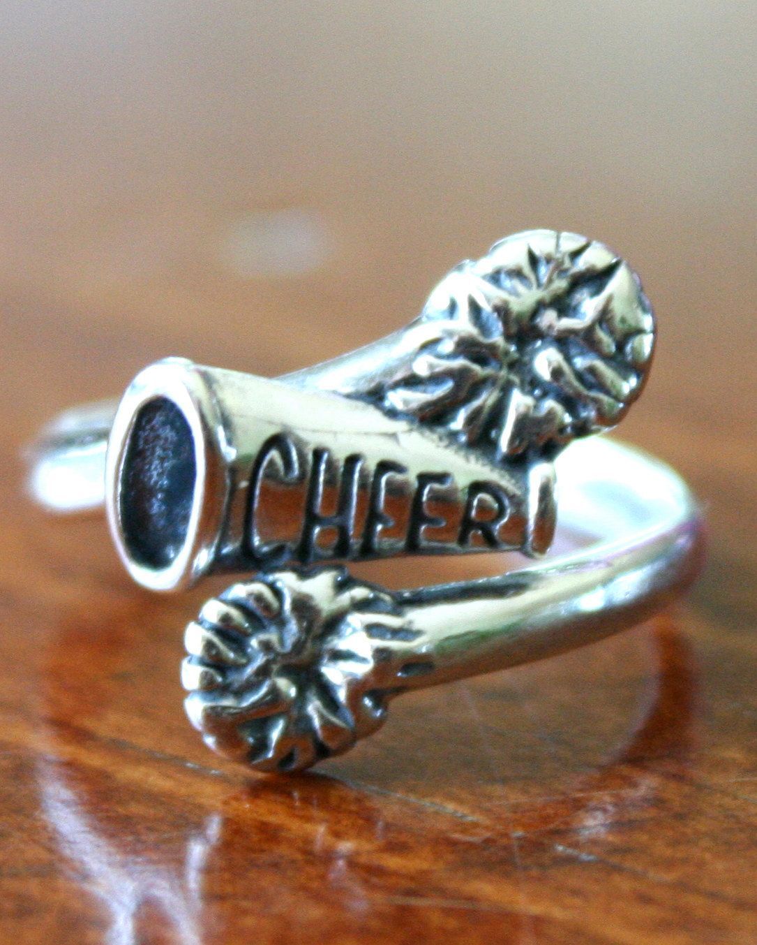 Cheerleader's Ring Cheer Jewelry Gift Sterling by kandsimpressions, $33.00