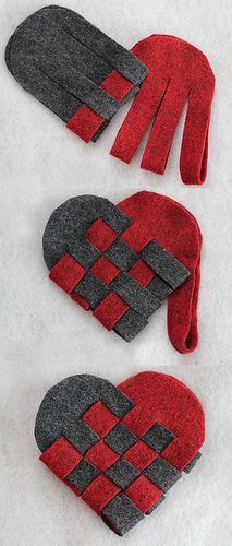 Danish heart baskets – can be filled with candy or whatnot. Can be made with fel