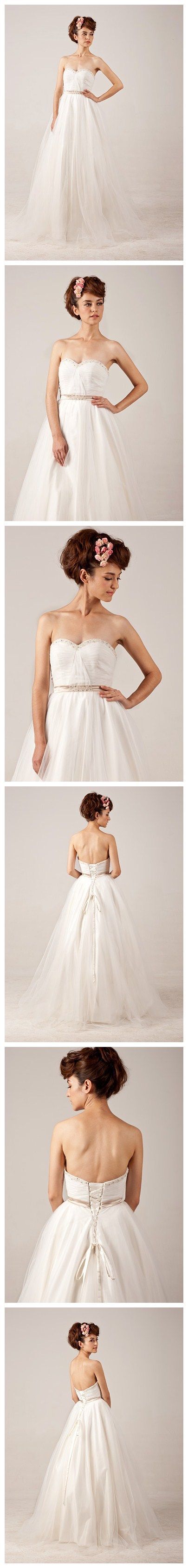 Lace-up Ball Grown Beading Strapless Tulle Wedding Dress. LOVE THIS
