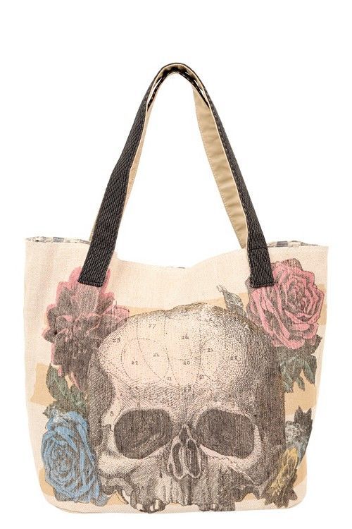 Loungefly – Neutral Canvas Skull Tote