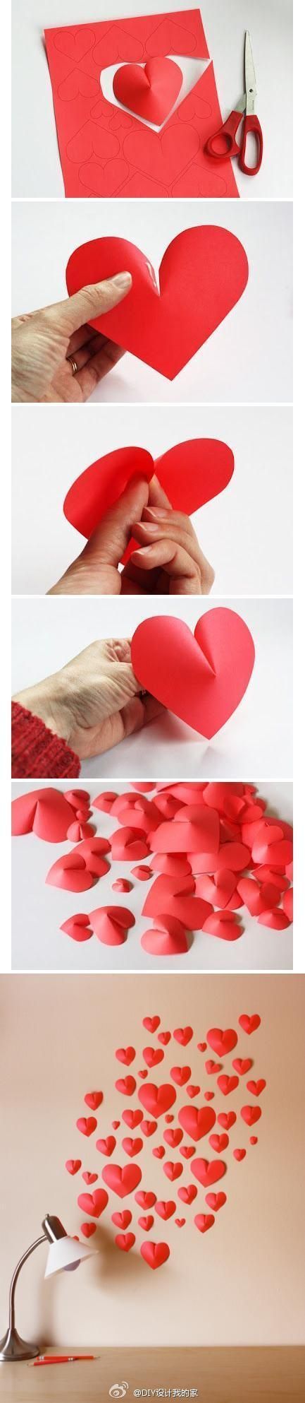 Make a 3D Paper Heart for cute decorations #DIY