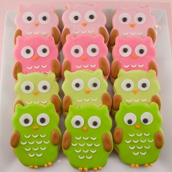 Owl Sugar Cookie Favors 12 favors bagged and bowed by TSCookies, $30.00    Were