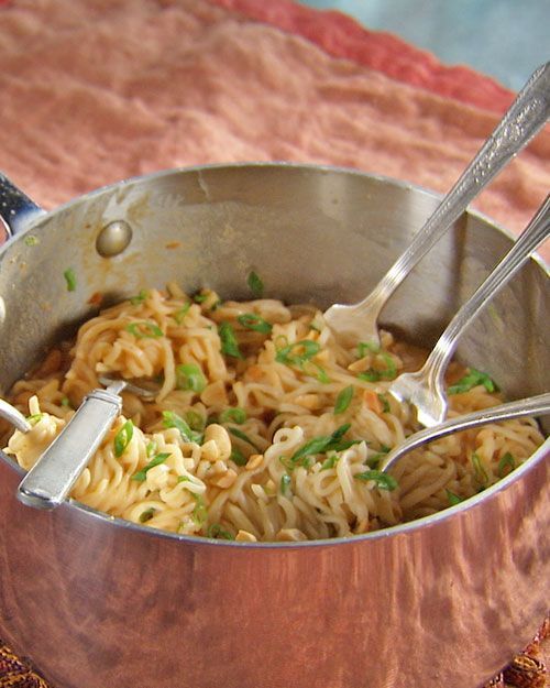 Ramen noodles, peanut butter, soy sauce, and chili sauce…cheapo pad thai