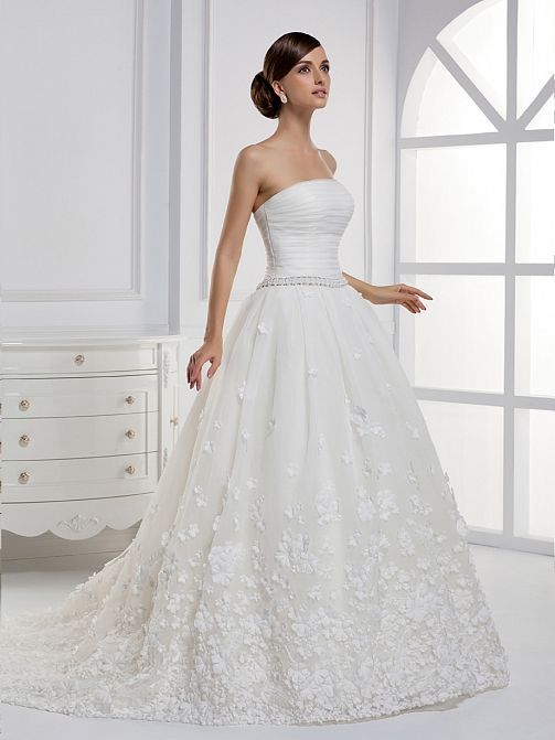 Strapless Ball Gown Net wedding dress