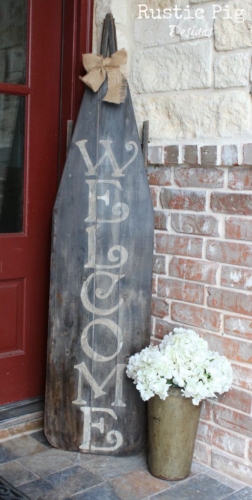Vintage Ironing Board Turned Welcome Sign