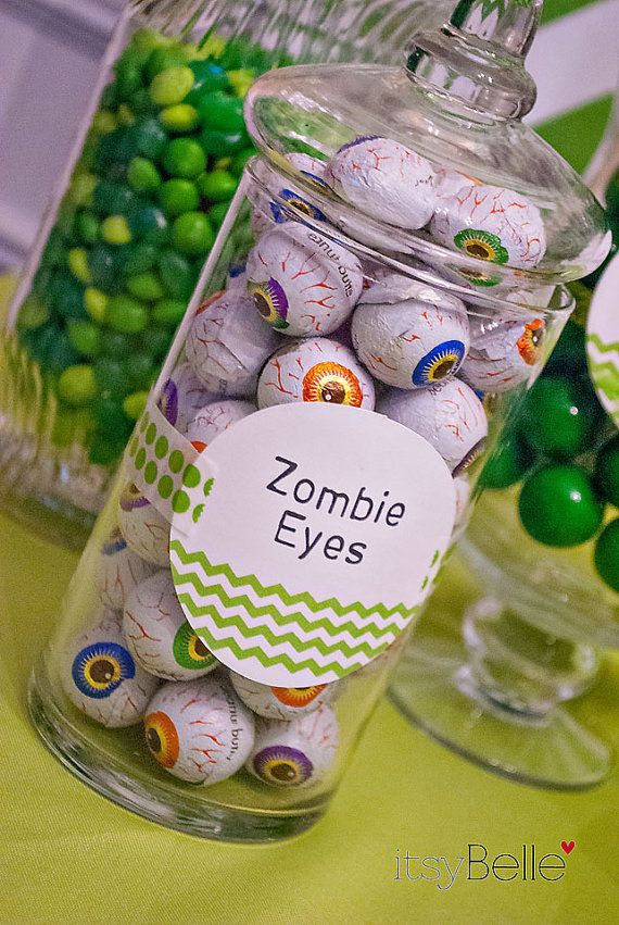 Zombie Birthday HalloweenParty Collection Chevron PRINTABLE FANCY labels by Itsy