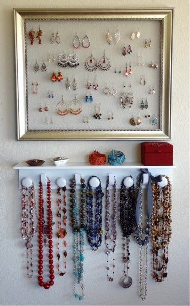 already made the earring holder, but i like the hooks for storing necklaces