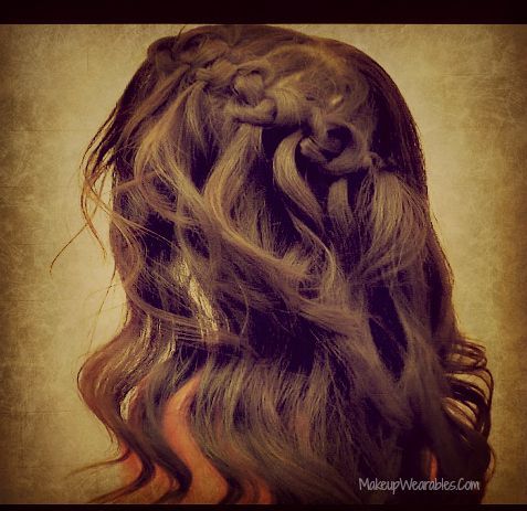 Easy Knotted Hairstyles, Waterfall Braid Knots with Curls for Medium Long Hair H