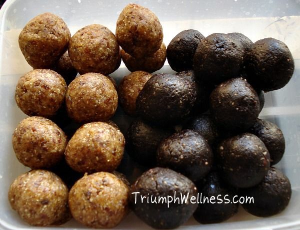 Healthy Brownie and Peanut Butter Oat Balls!  No sugar, no flour, vegan.
