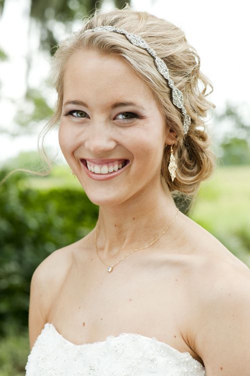 Loose wedding updo with jeweled headband, Priscilla Thomas Photography- all of t