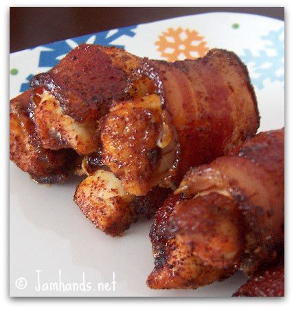 Only four ingredients…chicken breasts, bacon, brown sugar, chili powder. Bake