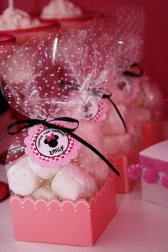 Pink and Black Minnie Mouse Birthday Party Favor Tag Ideas