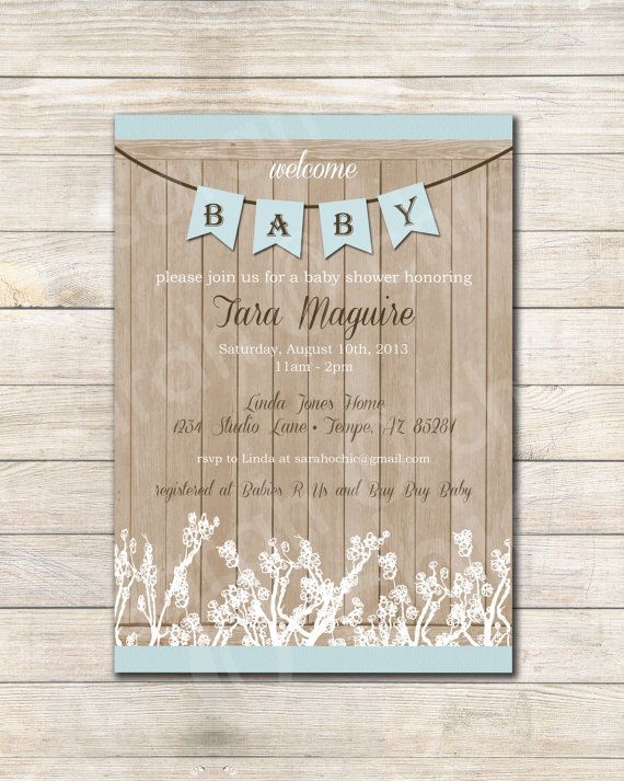 Printable Rustic Baby Shower Invitation (boy) — sarah O chic — blue, farmhouse